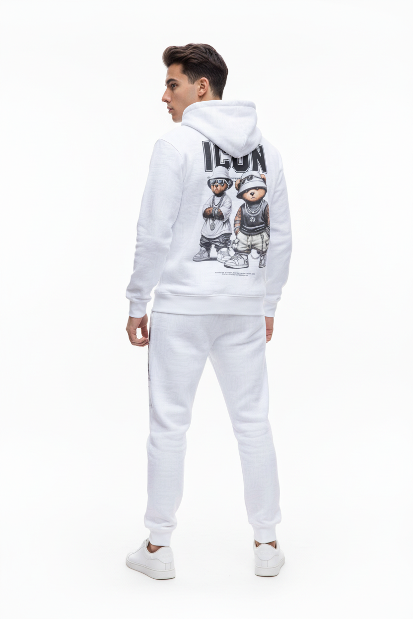 Chándal blanco espalda fondo blanco