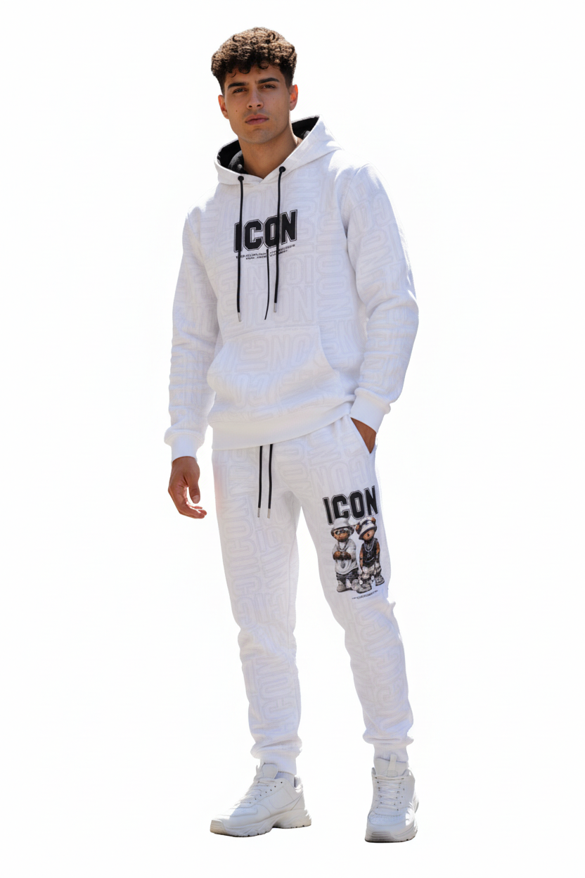 Chándal blanco frontal fondo blanco