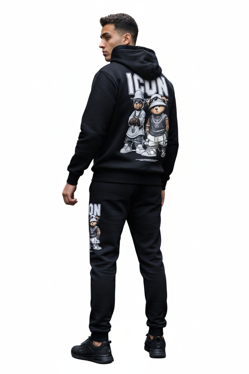 Chándal negro espalda fondo blanco